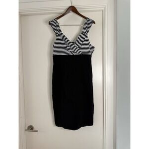 XL HOT TOPIC Striped Bodice Rockabilly Black White Fitted Mini Retro Pinup Dress